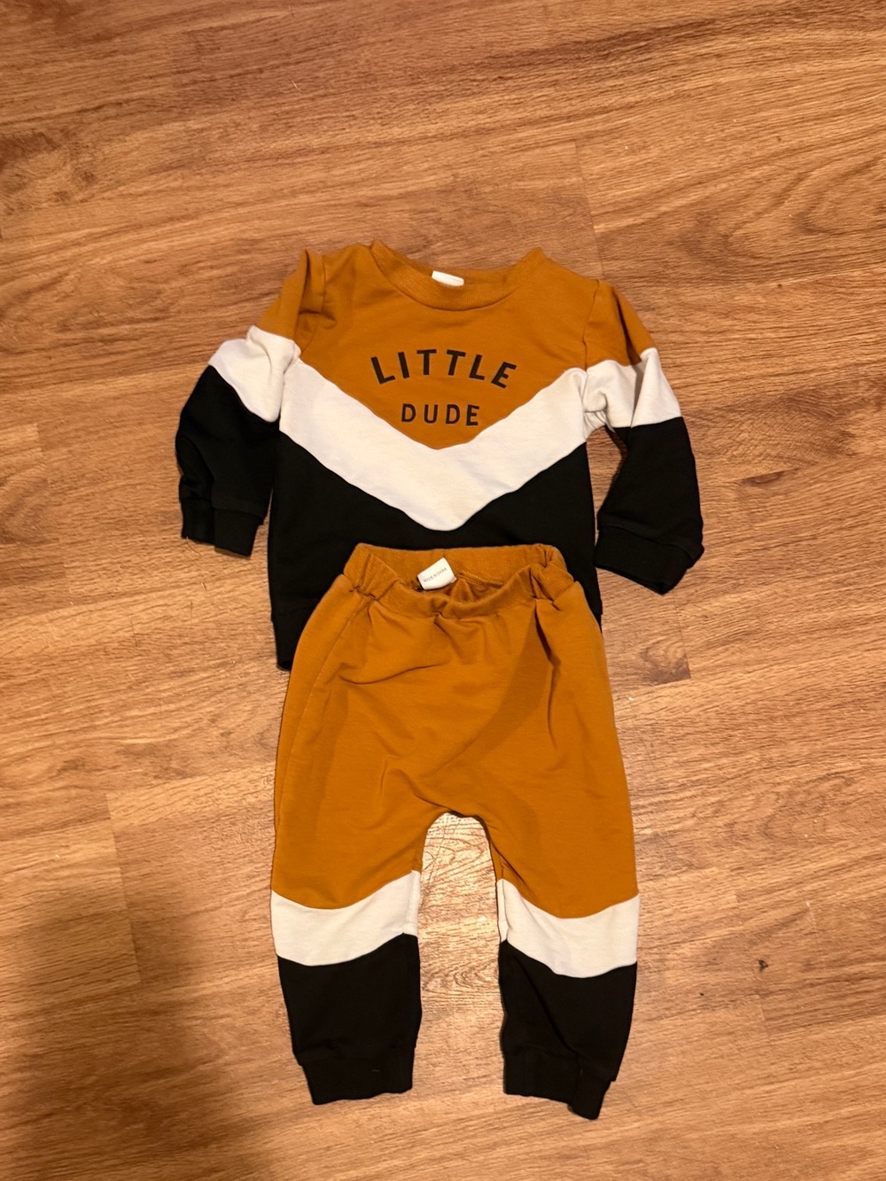Amazon Little Dude Colorblock Sweatpants & Joggers - Mustard Black White